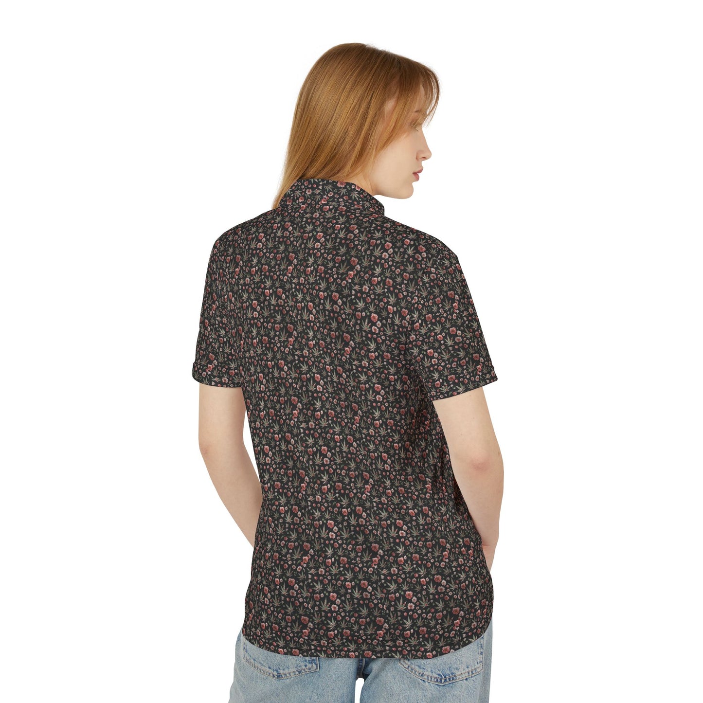 I Hit Greens - 'Grass & Roses' - Print Golf Polo