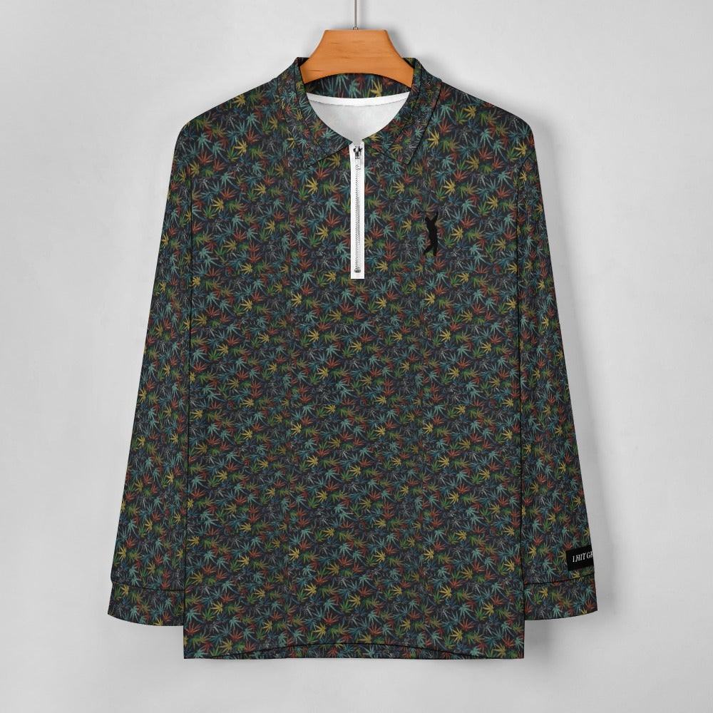 I Hit Greens - Neon Leaves - 1/4 Zip Pullover