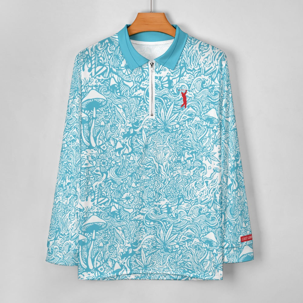 Magic Mushroom Zipper Long Sleeve - Tranquil Blue