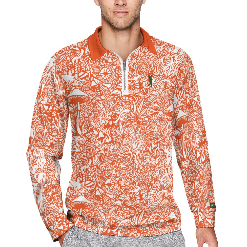 Magic Mushroom Zipper Long Sleeve - Orange Spice