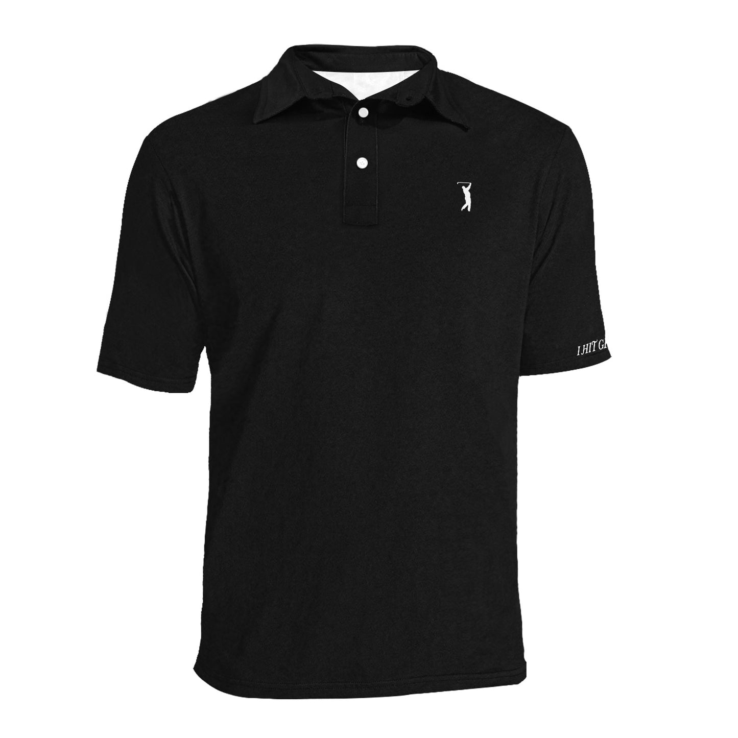 I Hit Greens - Standard Black Golf Polo