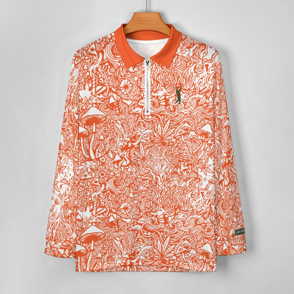 Magic Mushroom Zipper Long Sleeve - Orange Spice