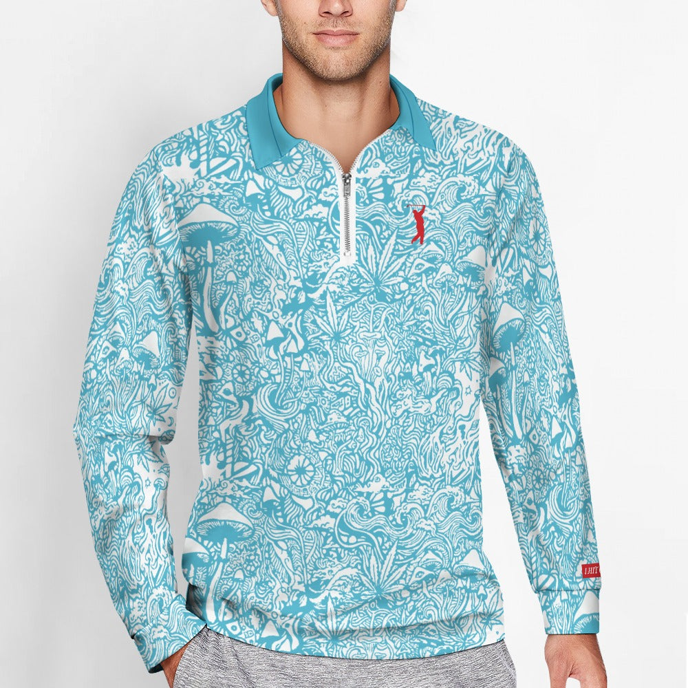 Magic Mushroom Zipper Long Sleeve - Tranquil Blue