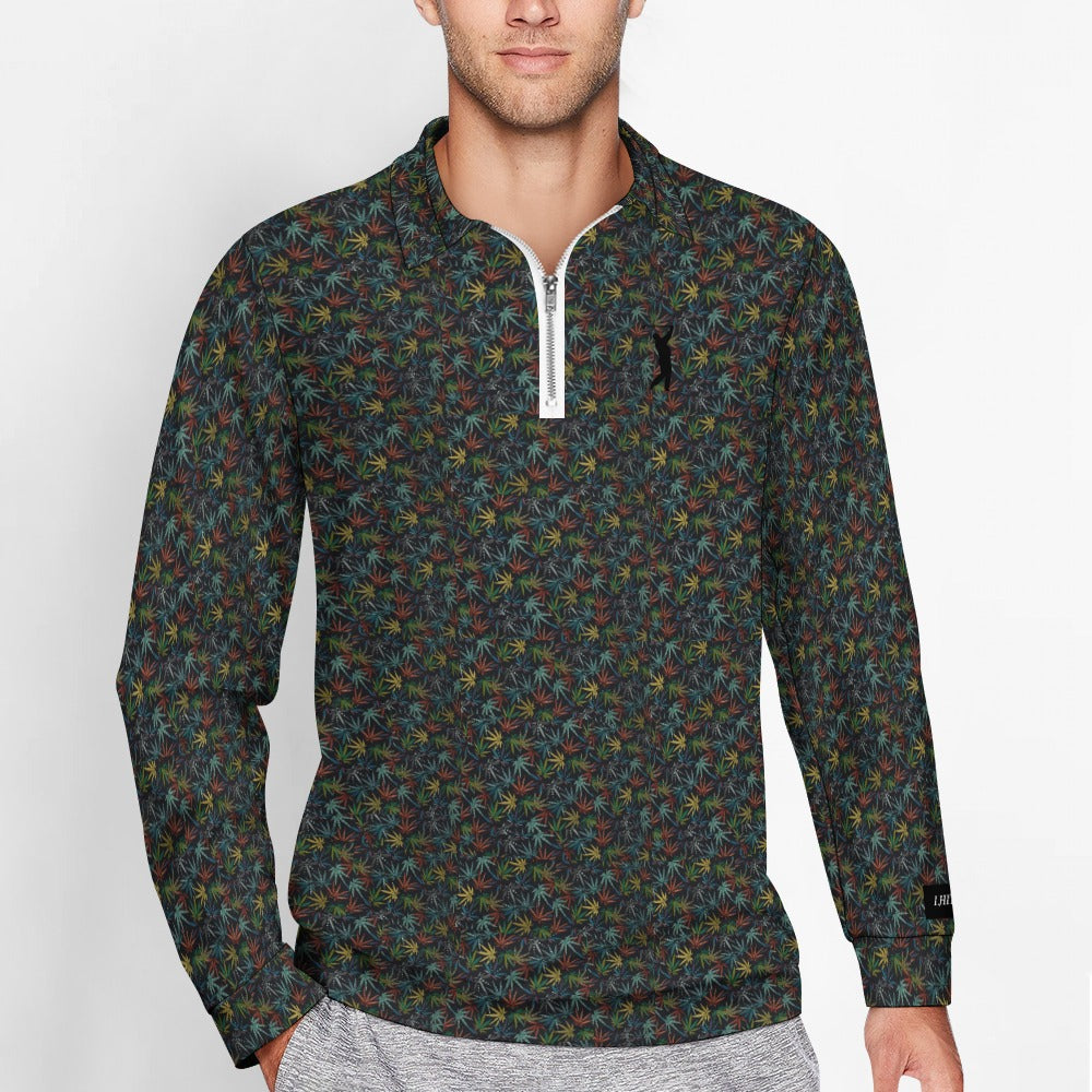 I Hit Greens - Neon Leaves - 1/4 Zip Pullover