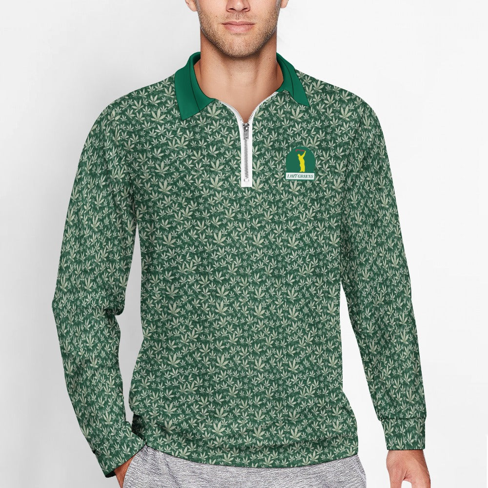 I Hit Greens - OG Green Leaf - 1/4 Zip Pullover