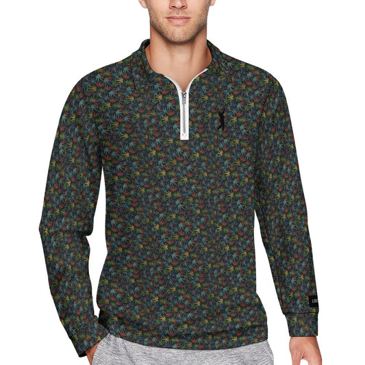 I Hit Greens - Neon Leaves - 1/4 Zip Pullover