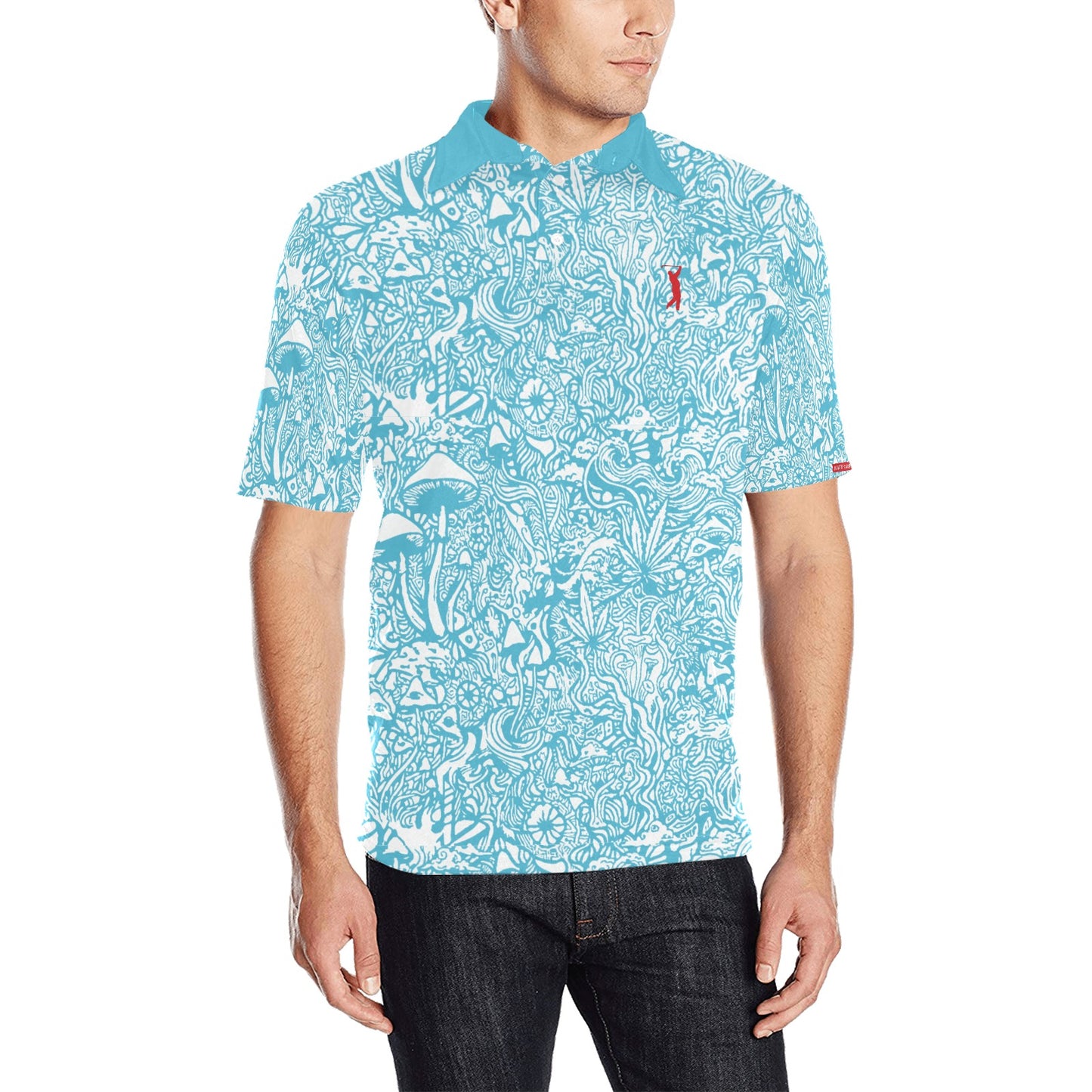 Magic Mushroom Men's Golf Polo - Tranquil Blue