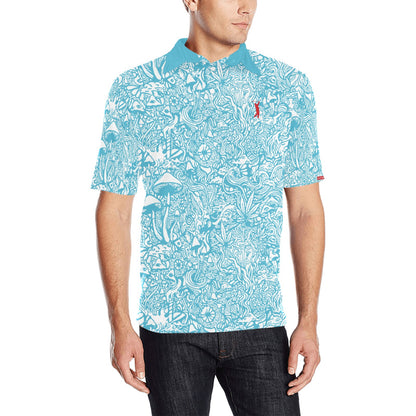 Magic Mushroom Men's Golf Polo - Tranquil Blue