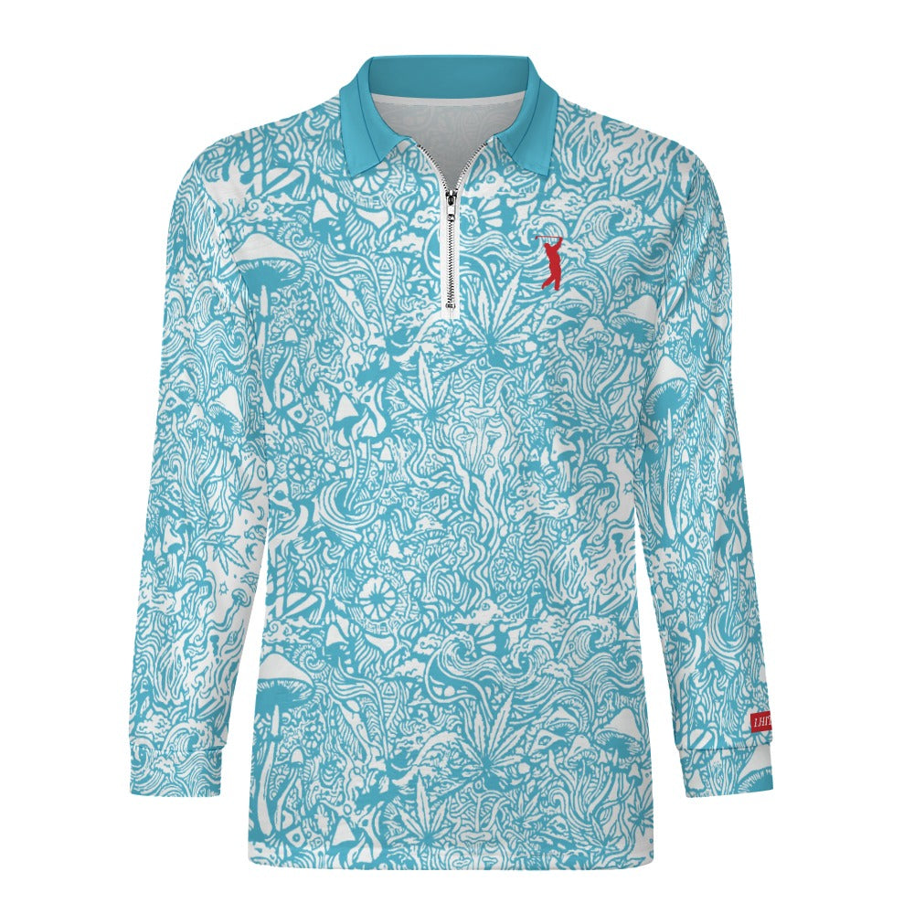 Magic Mushroom Zipper Long Sleeve - Tranquil Blue
