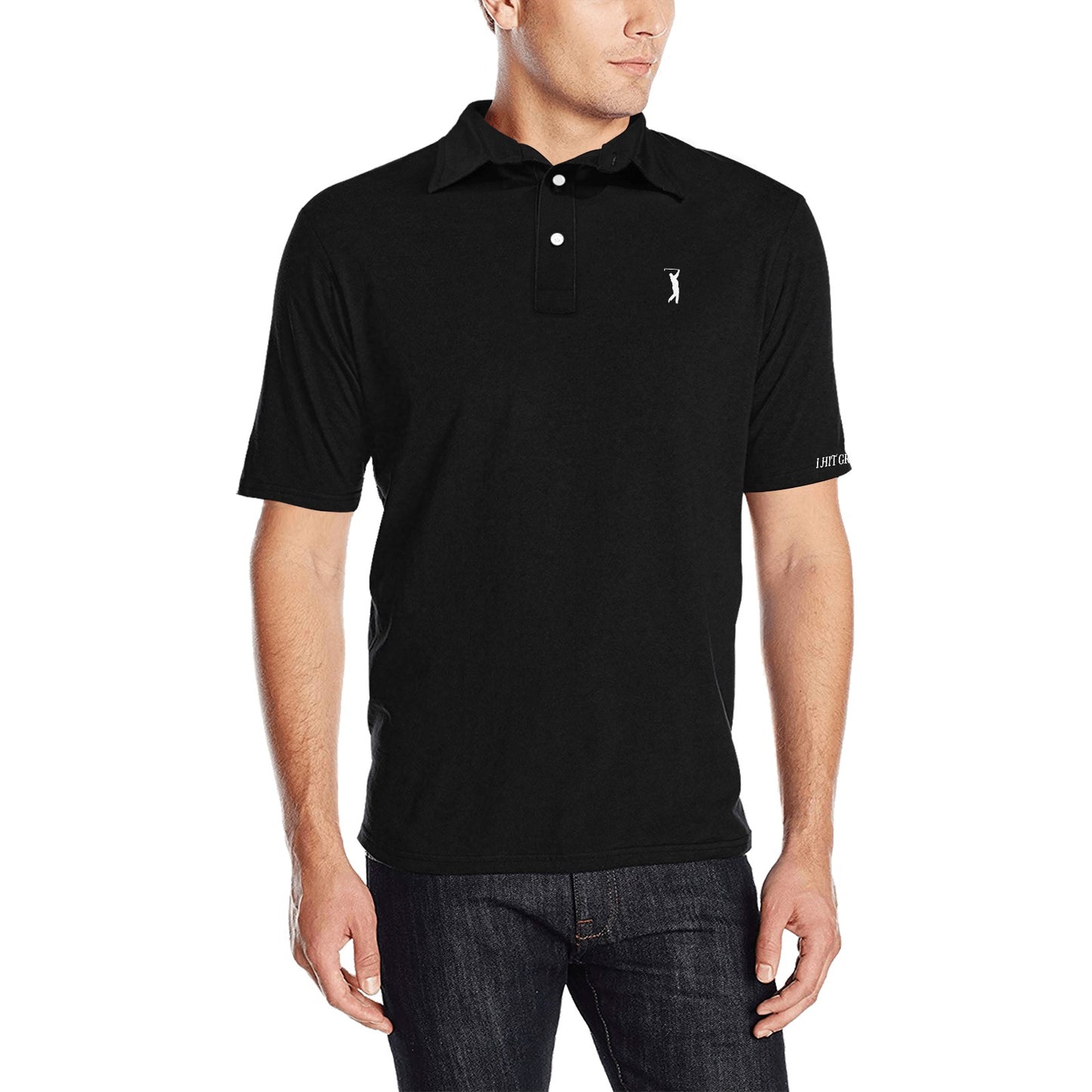 I Hit Greens - Standard Black Golf Polo