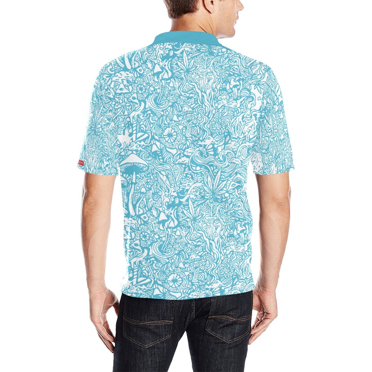 Magic Mushroom Men's Golf Polo - Tranquil Blue